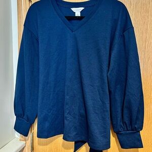 Liz Claiborne Dark Navy V-Neck Knit Top